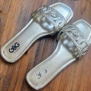 GBG Los Angeles Metallic Gold Sandals